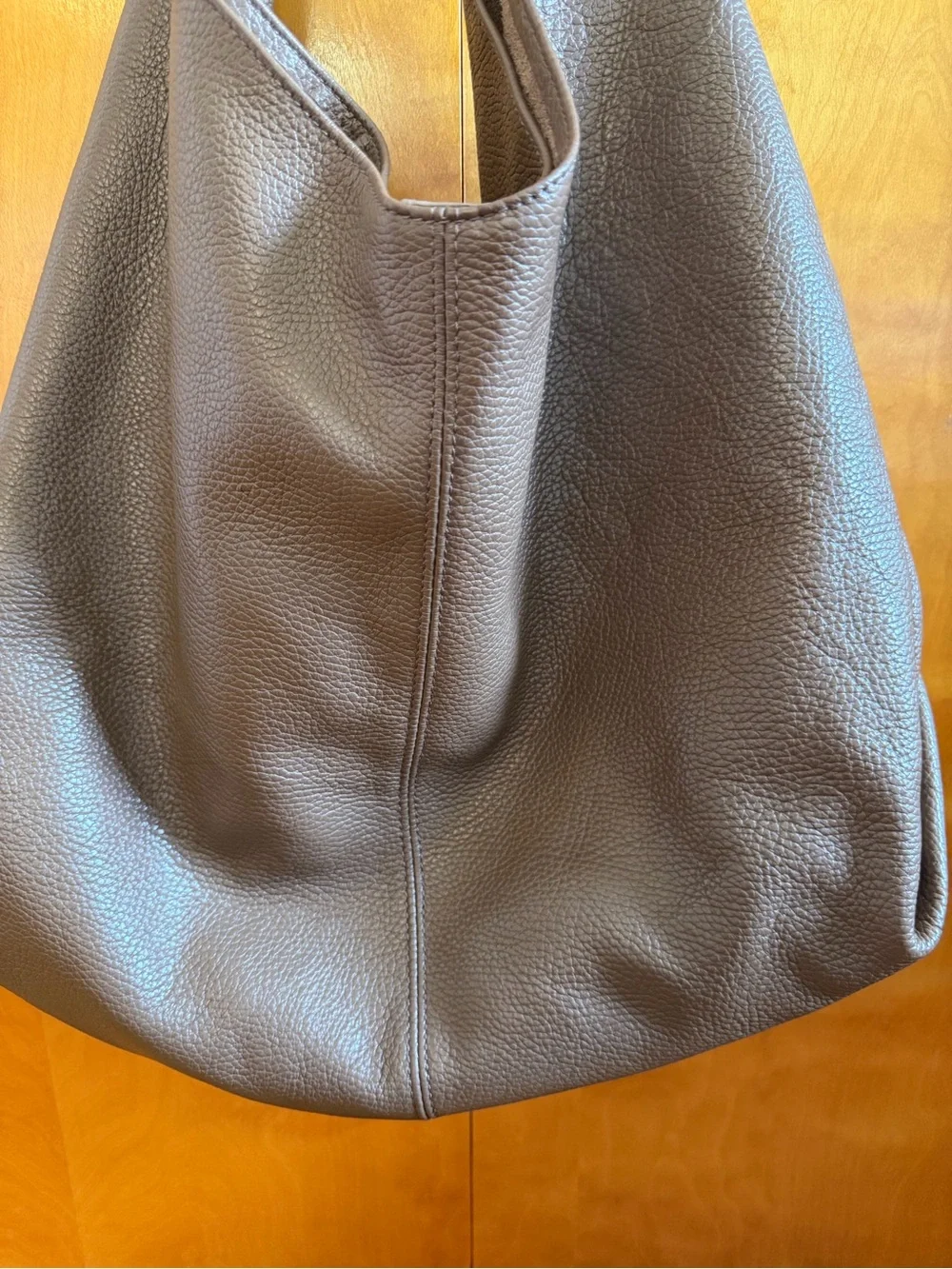 Classic Soft Pebbled Leather Hobo Bag in Dark Brown